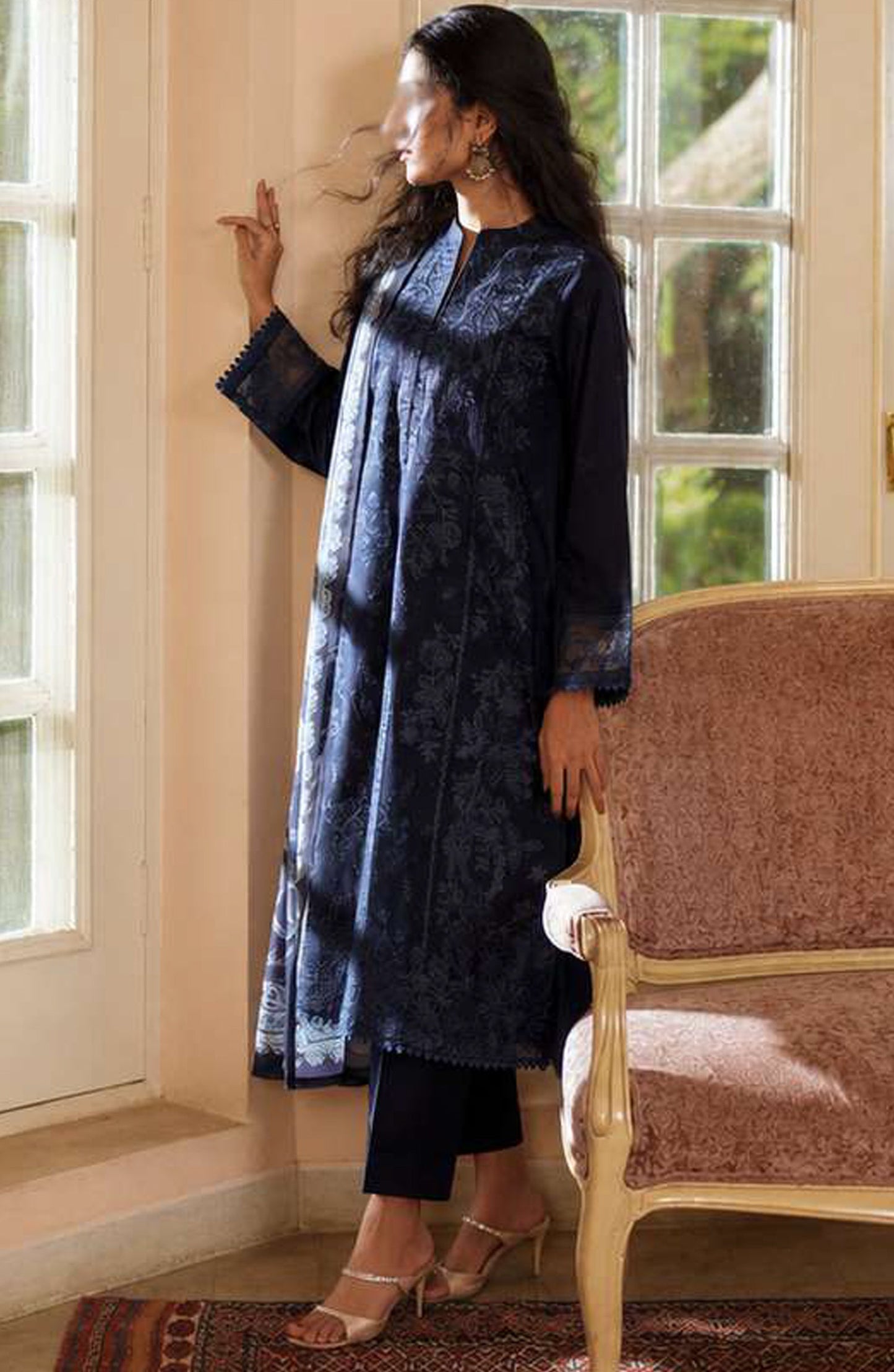 Sakoon by Casual Lite Embroidered Cotton Lawn Stitched 3 Piece Suit - Outfit-06 The Blue - CL26SKN - Summer Collection
