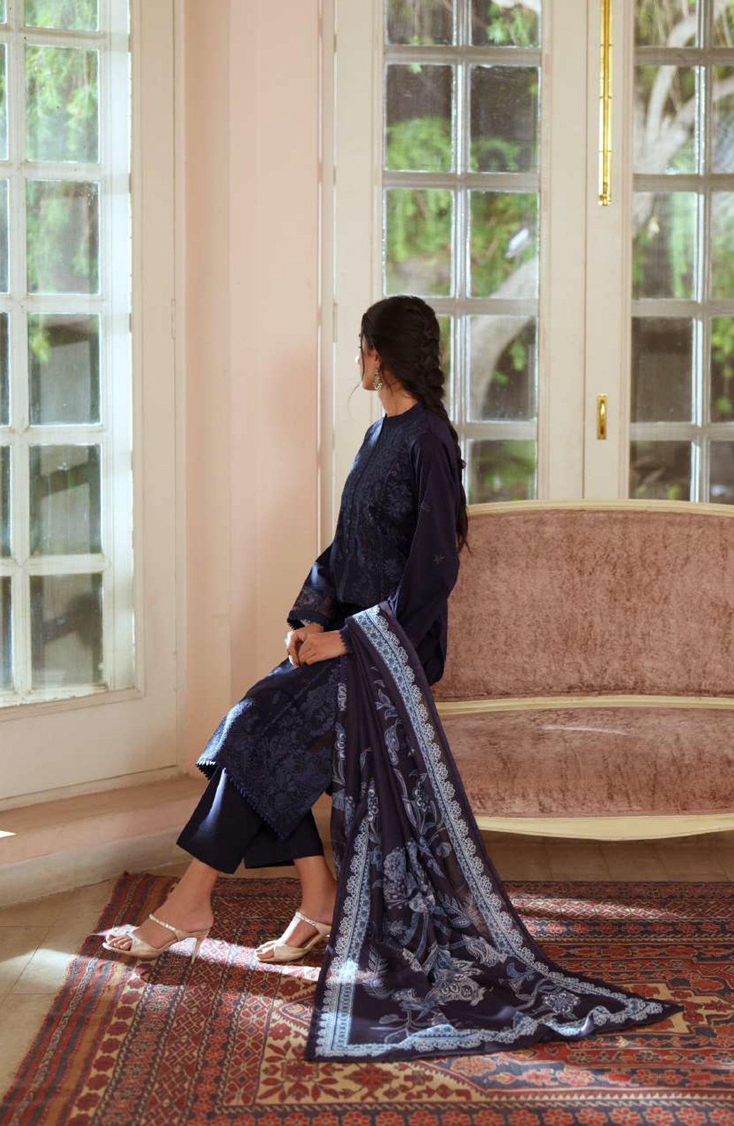 Sakoon by Casual Lite Embroidered Cotton Lawn Stitched 3 Piece Suit - Outfit-06 The Blue - CL26SKN - Summer Collection