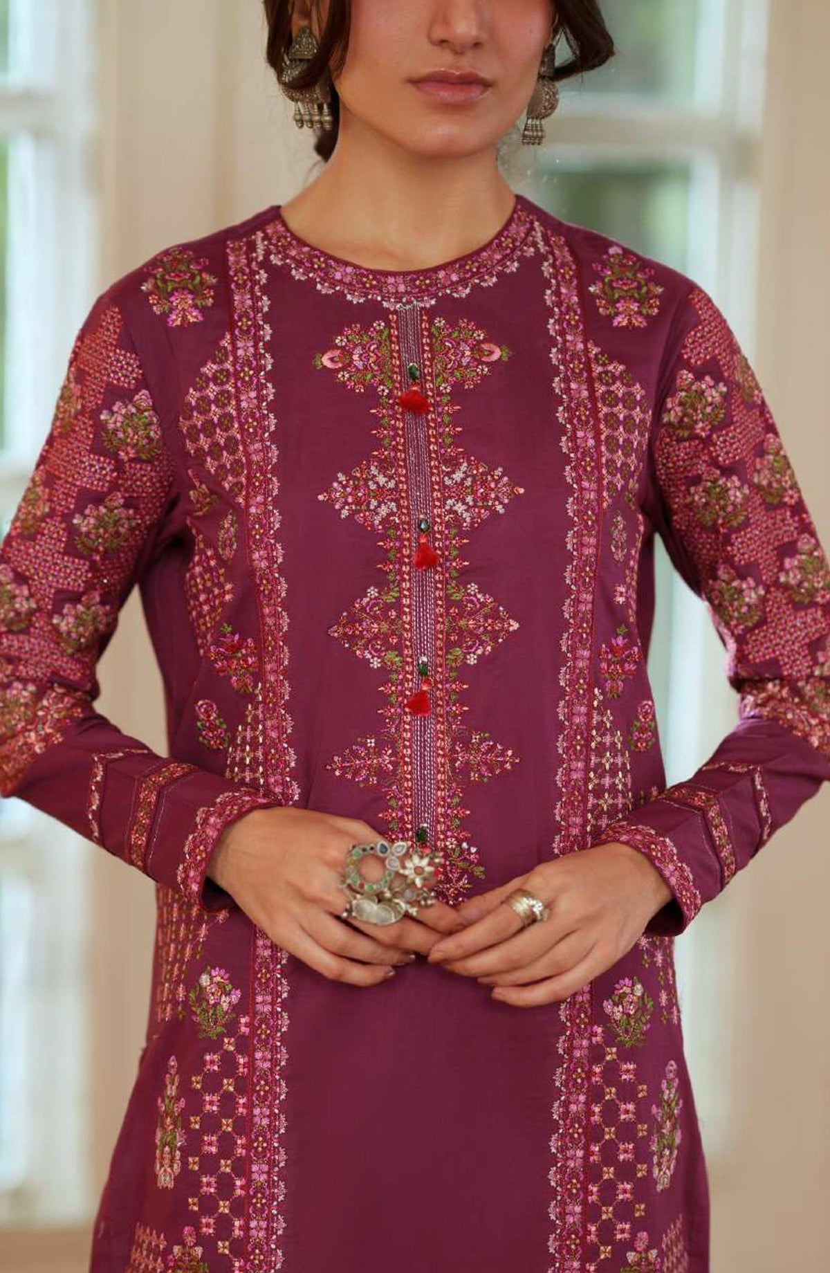Sakoon by Casual Lite Embroidered Cotton Lawn Stitched 3 Piece Suit - Outfit-05 The Magenta - CL26SKN - Summer Collection