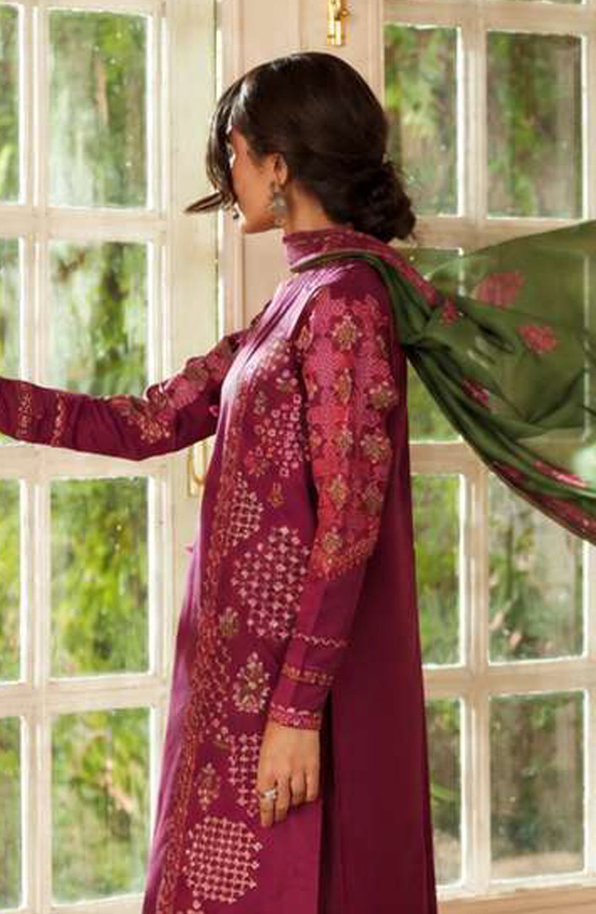 Sakoon by Casual Lite Embroidered Cotton Lawn Stitched 3 Piece Suit - Outfit-05 The Magenta - CL26SKN - Summer Collection