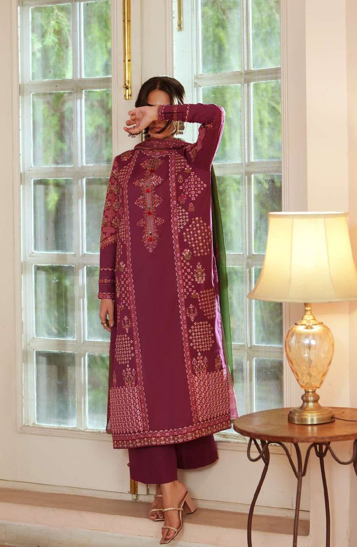 Sakoon by Casual Lite Embroidered Cotton Lawn Stitched 3 Piece Suit - Outfit-05 The Magenta - CL26SKN - Summer Collection