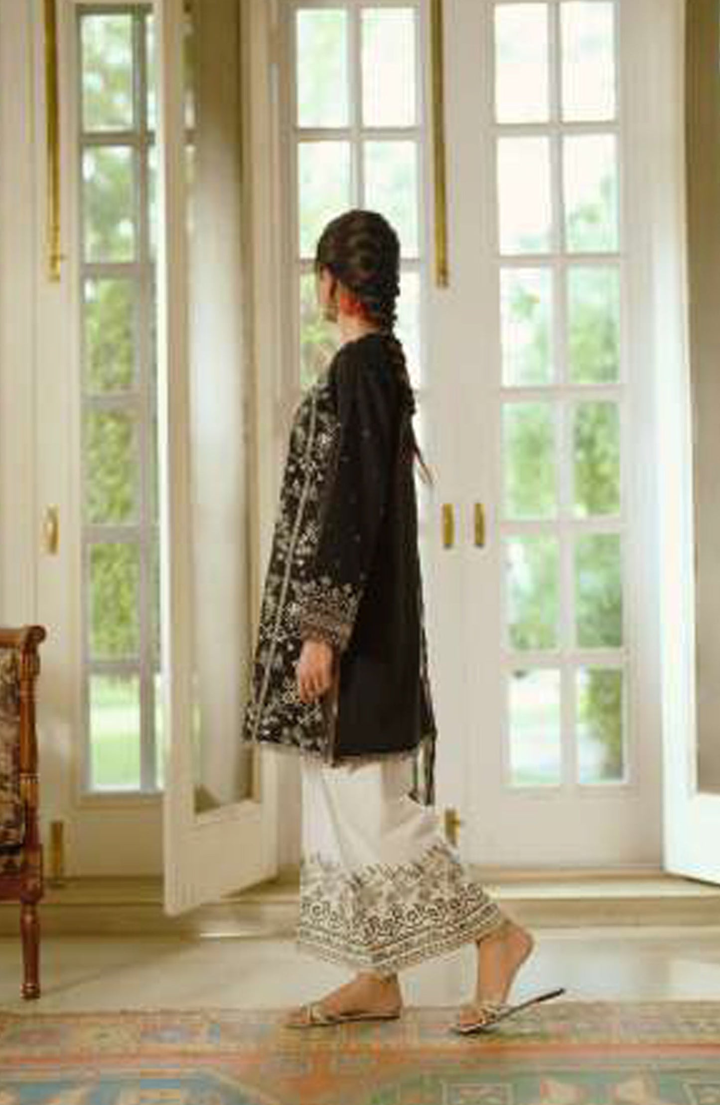 Sakoon by Casual Lite Embroidered Cotton Lawn Stitched 3 Piece Suit - Outfit-04 The Black - CL26SKN - Summer Collection