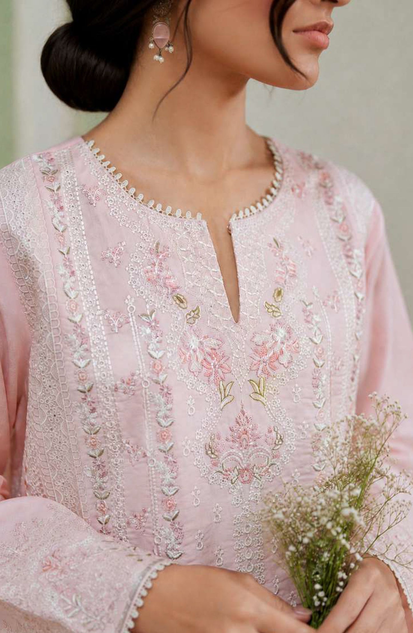 Sakoon by Casual Lite Embroidered Cotton Lawn Stitched 3 Piece Suit - Outfit-03 The Pinkish - CL26SKN - Summer Collection