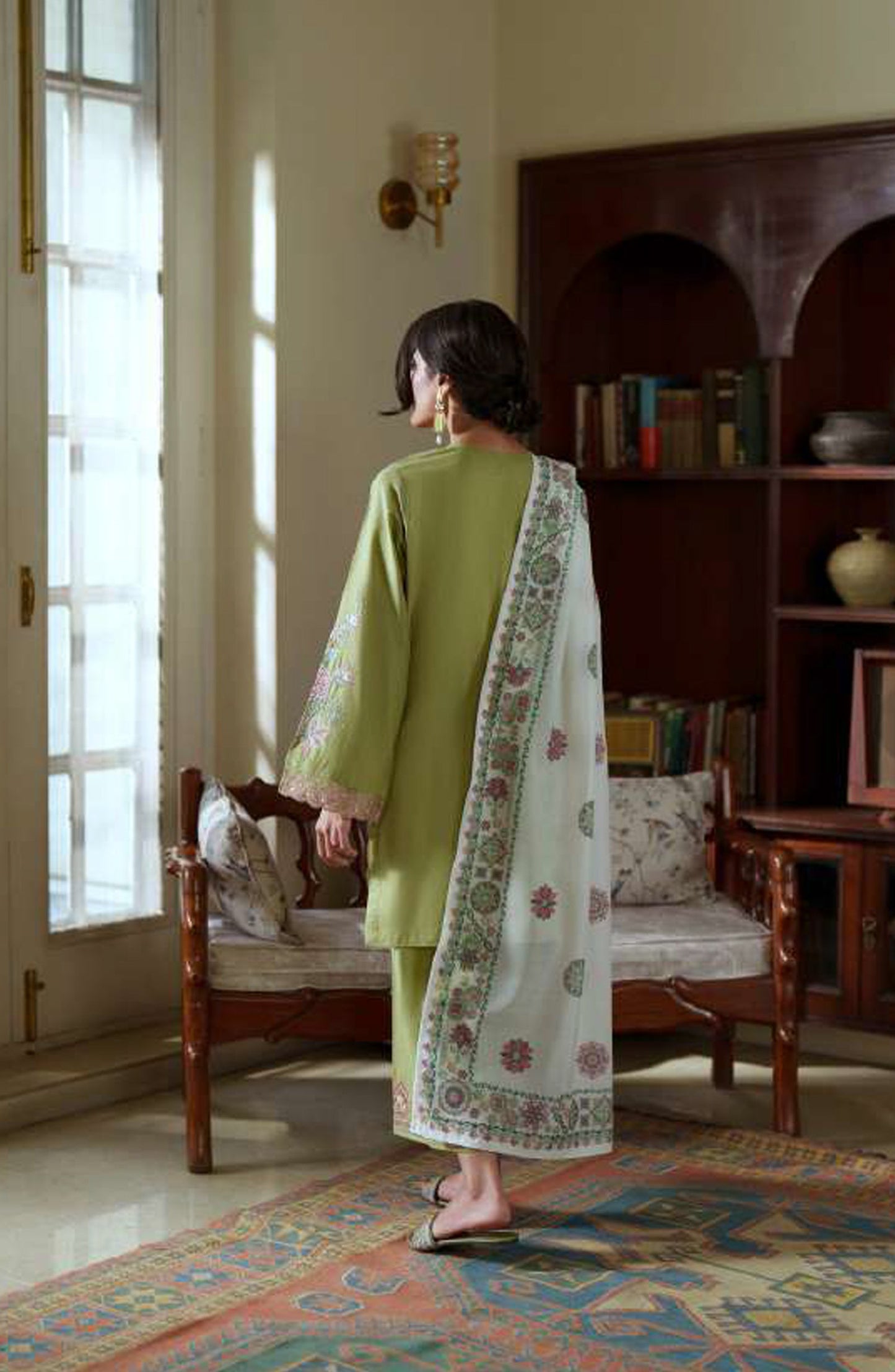 Sakoon by Casual Lite Embroidered Cotton Lawn Stitched 3 Piece Suit - Outfit-02 The Olive Green - CL26SKN - Summer Collection