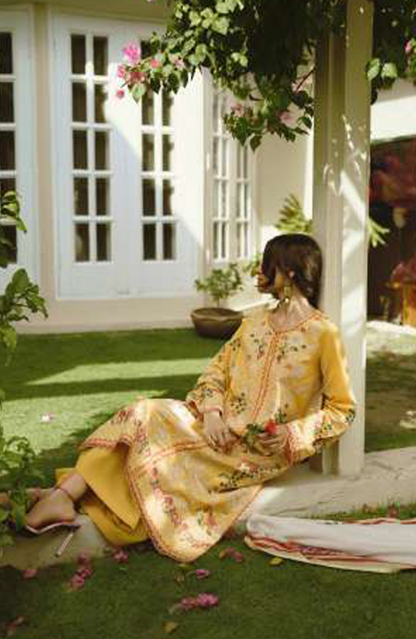 Sakoon by Casual Lite Embroidered Cotton Lawn Stitched 3 Piece Suit - Outfit-01 The Yellow - CL26SKN - Summer Collection