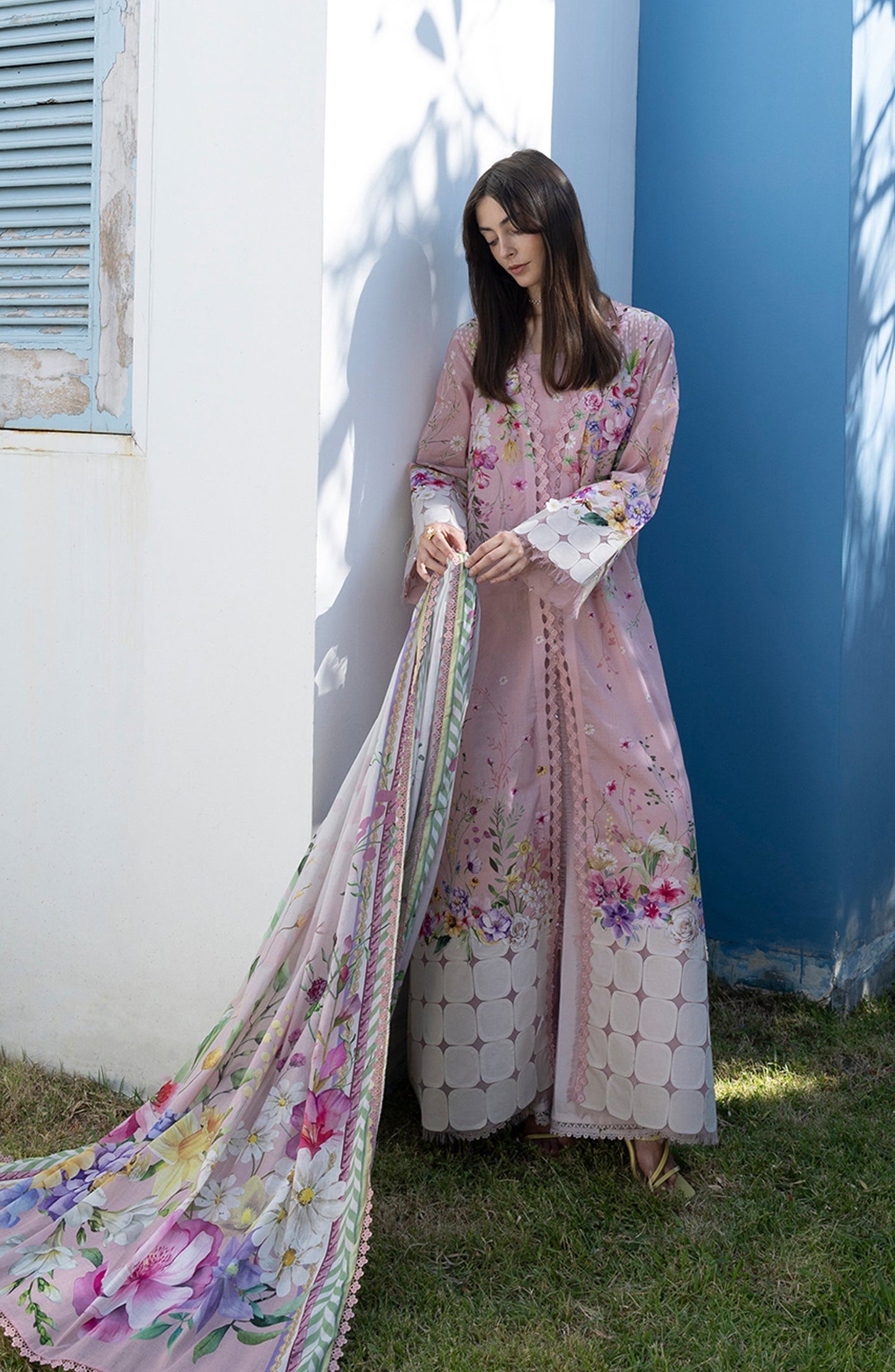 Santorini by Elaf Premium Digital Printed Lawn Unstitched 3 Piece Suit - EPN-02 ANGEL - EL26SNT - Pink - Summer Collection