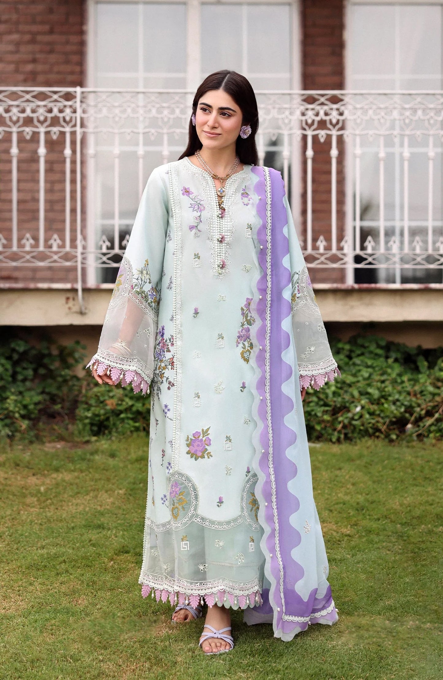 Sardinia Embroidered Lawn Unstitched 3 Piece Suit - Misty Morning - SRD26LW - Sky Blue - Summer Festive Collection