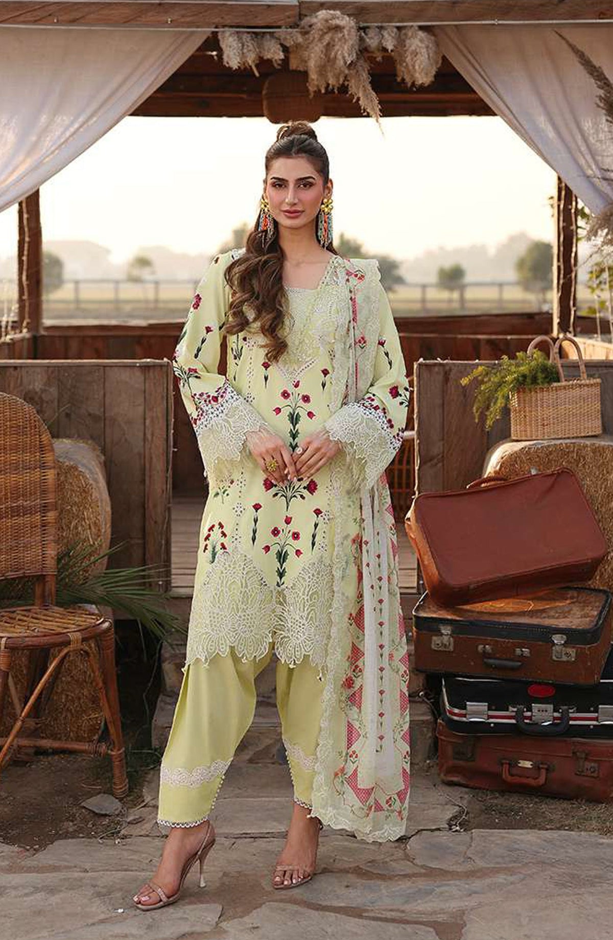 Sardinia Festive Embroidered Lawn Unstitched 3 Piece Suit - 1606-B SUNLIT - SRD26FS - Yellow - Spring Summer Collection