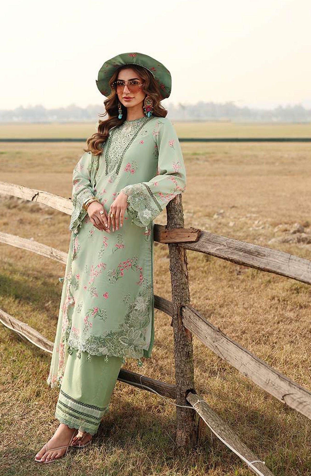 Sardinia Festive Embroidered Lawn Unstitched 3 Piece Suit - 1603-A WILLOW - SRD26FS - Green - Spring Summer Collection