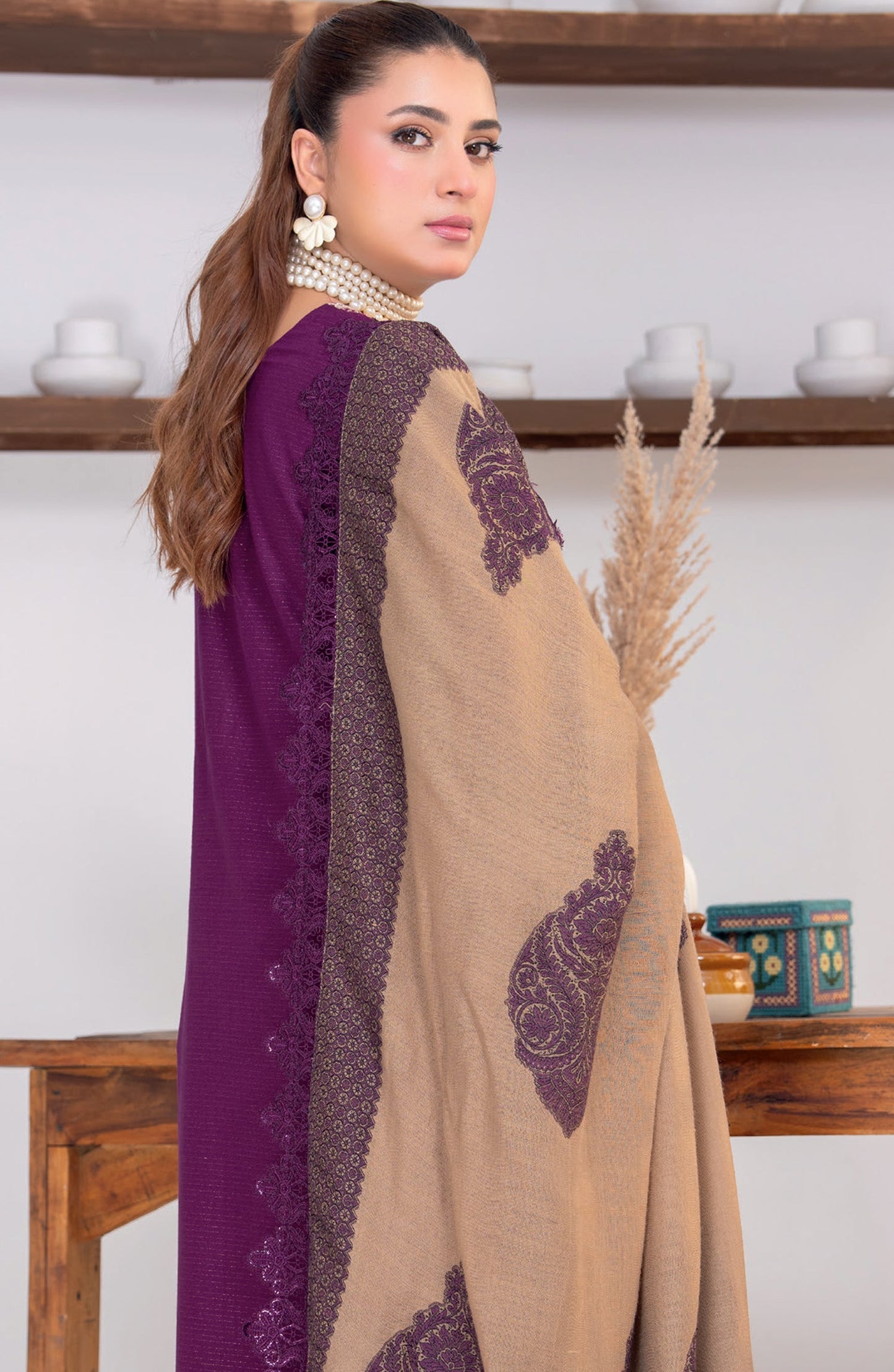 Sensation by Riaz Arts Premium Peach Unstitched 3 Piece Suit - D-05 - RA26SNT - Purple - Winter Collection