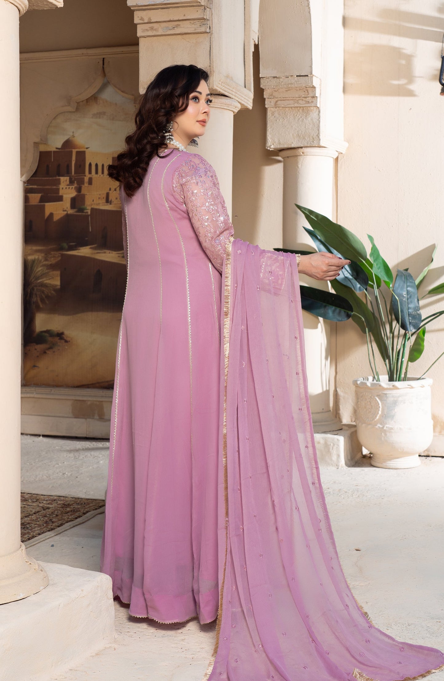 Shaadiyaan Embroidered Chiffon Stitched 3 Piece Suit - RAANI - ALS25SHD - Lilac - Festive Collection