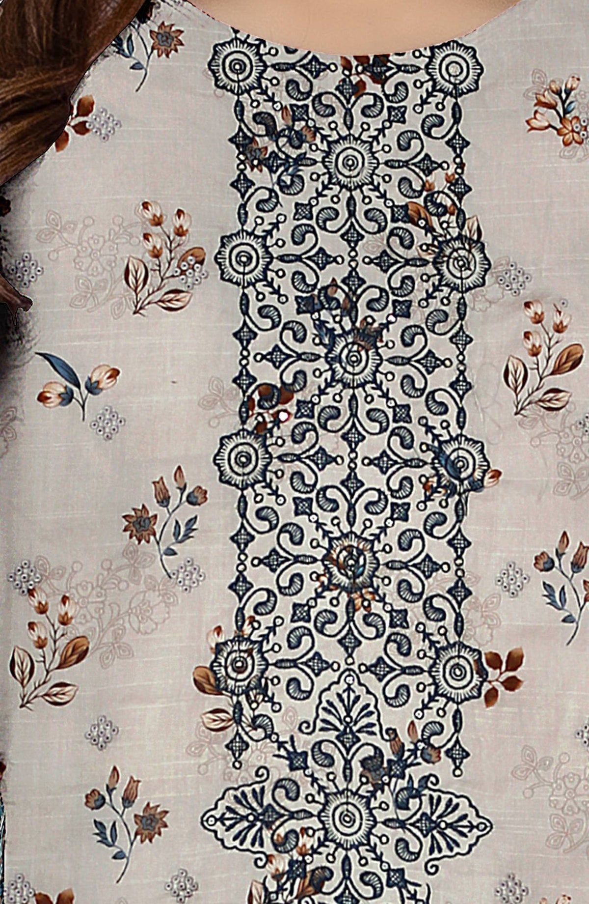 Shades by Embroidered Lawn Unstitched 3 Piece Suit - D-10 - AK26HDS - Off White - Summer Collection