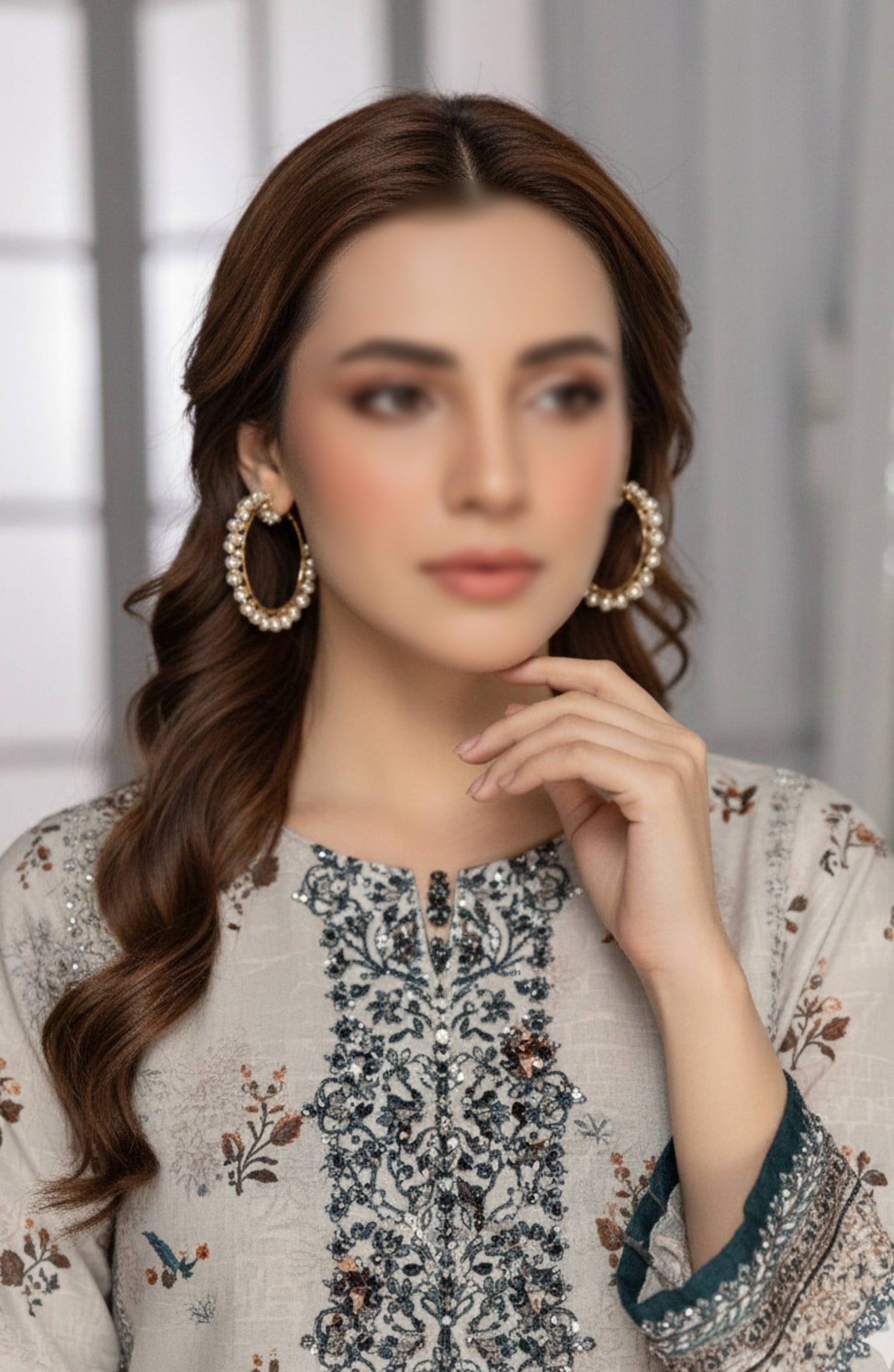 Shades by Al Karim Embroidered Lawn Unstitched 3 Piece Suit - D-10 - AK26HDS - Off White - Summer Collection