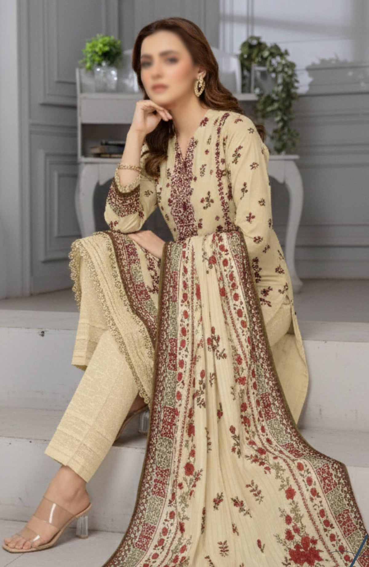 Shades by Embroidered Lawn Unstitched 3 Piece Suit - D-07 - AK26HDS - Yellow - Summer Collection