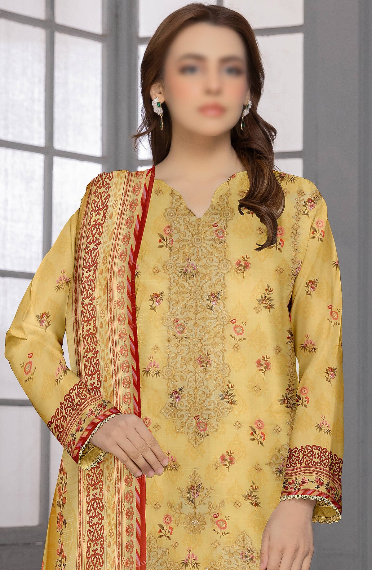 Shades by Embroidered Lawn Unstitched 3 Piece Suit - D-05 - AK26HDS - Yellow - Summer Collection