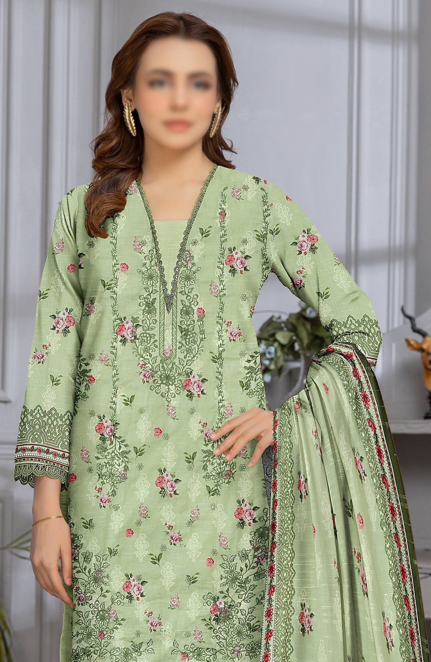 Shades by Embroidered Lawn Unstitched 3 Piece Suit - D-01 - AK26HDS - Green - Summer Collection