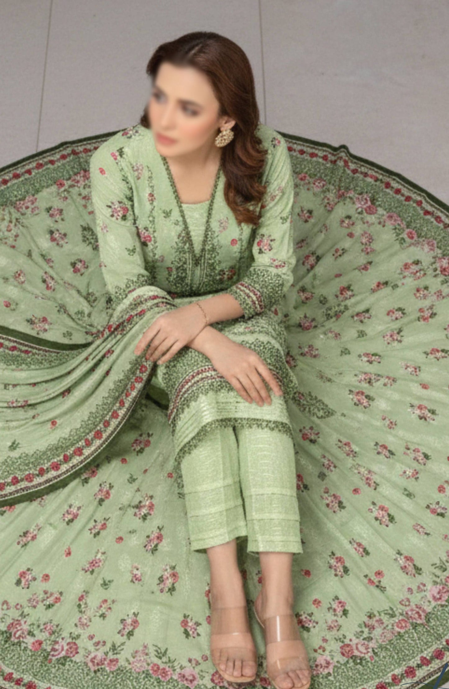 Shades by Embroidered Lawn Unstitched 3 Piece Suit - D-01 - AK26HDS - Green - Summer Collection
