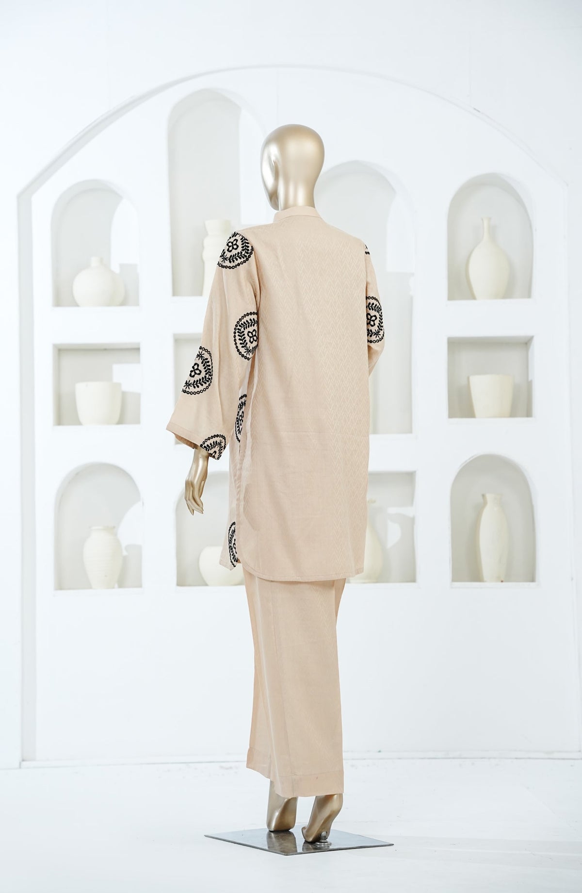 Shadow Play by Amna Khadija Embroidered Jacquard Stitched 2 Piece Co-ord Sets - AKSP-12 - AM26AKSPT - Fawn - Summer Collection
