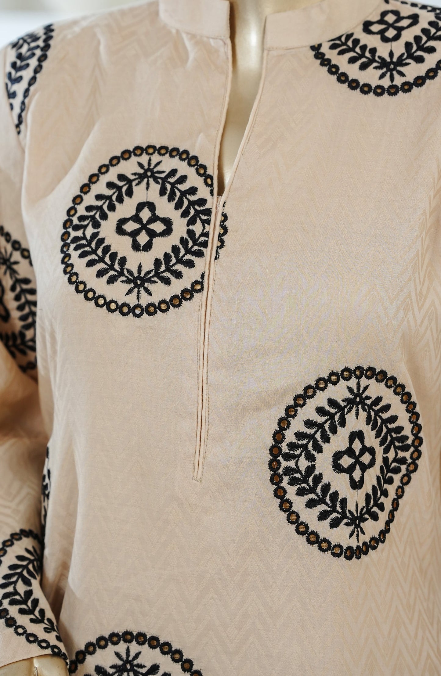Shadow Play by Amna Khadija Embroidered Jacquard Stitched 2 Piece Co-ord Sets - AKSP-12 - AM26AKSPT - Fawn - Summer Collection