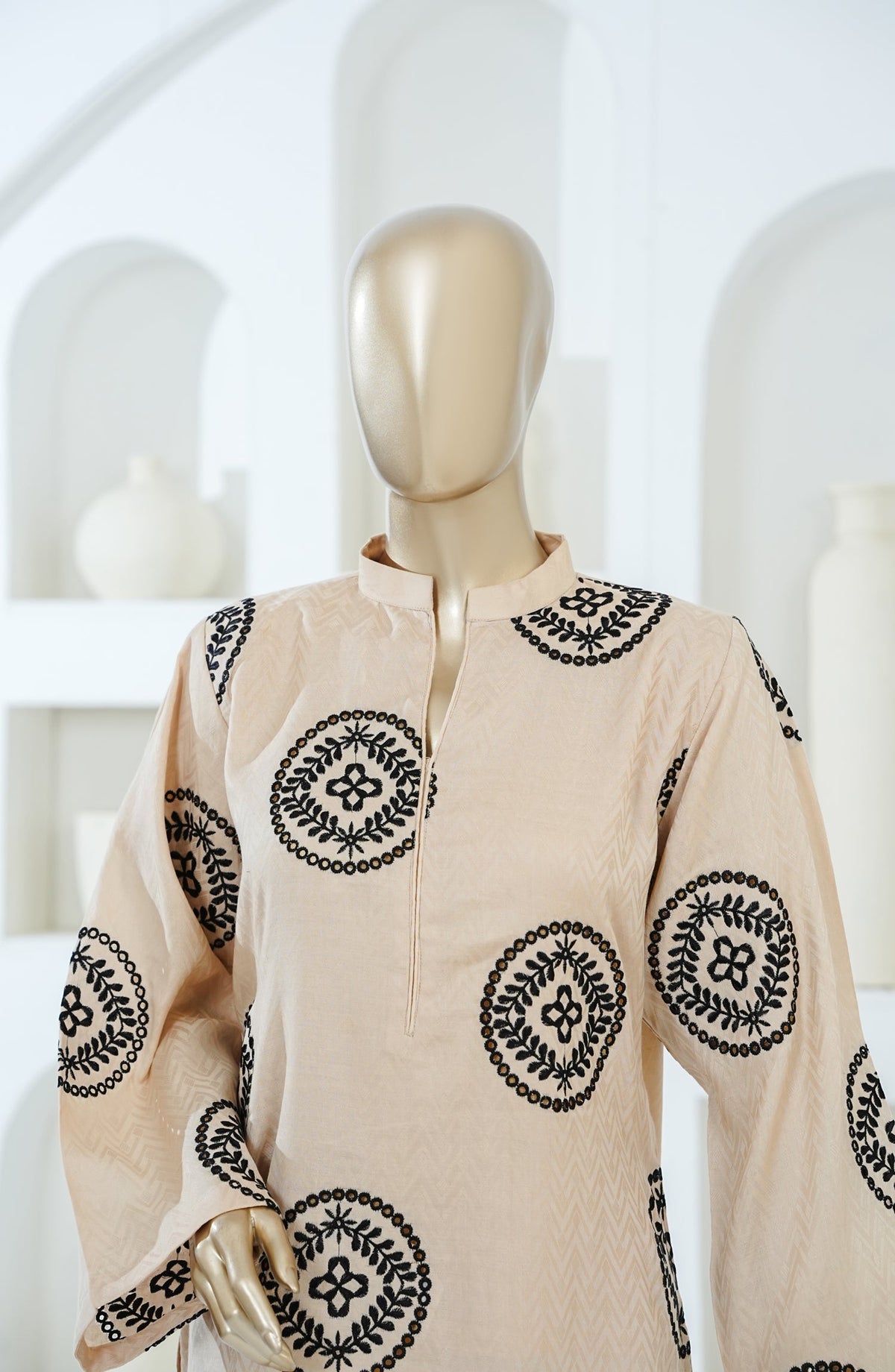 Shadow Play by Amna Khadija Embroidered Jacquard Stitched 2 Piece Co-ord Sets - AKSP-12 - AM26AKSPT - Fawn - Summer Collection