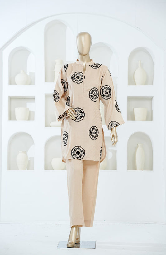 Shadow Play by Amna Khadija Embroidered Jacquard Stitched 2 Piece Co-ord Sets - AKSP-12 - AM26AKSPT - Fawn - Summer Collection