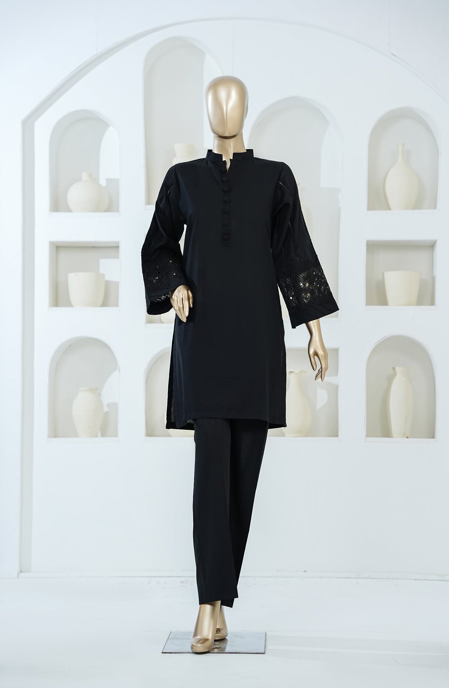 Shadow Play by Amna Khadija Embroidered Lawn Stitched 2 Piece Co-ord Sets - AKSP-09 - AM26AKSPT - Black - Summer Collection