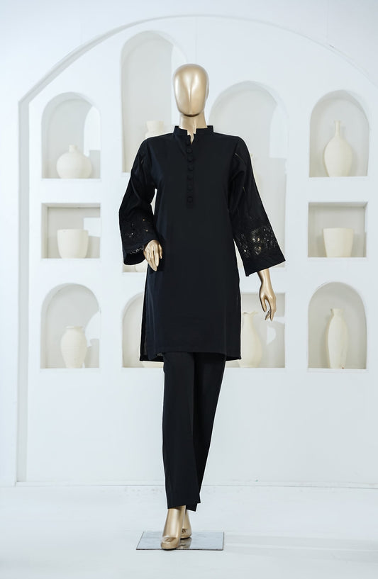 Shadow Play by Amna Khadija Embroidered Lawn Stitched 2 Piece Co-ord Sets - AKSP-09 - AM26AKSPT - Black - Summer Collection