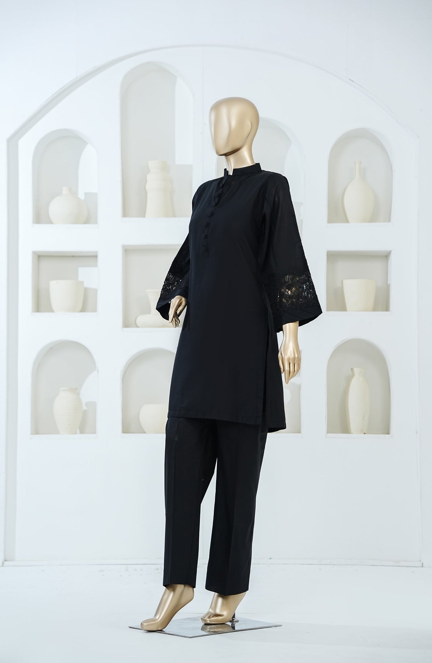 Shadow Play by Amna Khadija Embroidered Lawn Stitched 2 Piece Co-ord Sets - AKSP-09 - AM26AKSPT - Black - Summer Collection