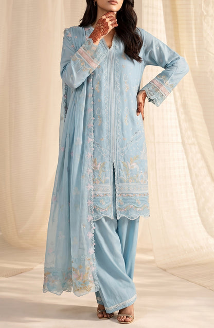 Sham-e-Riwayat by Amna Khadija Embroidered Cotton Stitched 3 Piece Suit - AKSR-05 - AM26SHM - Sky Blue - Luxury Collection