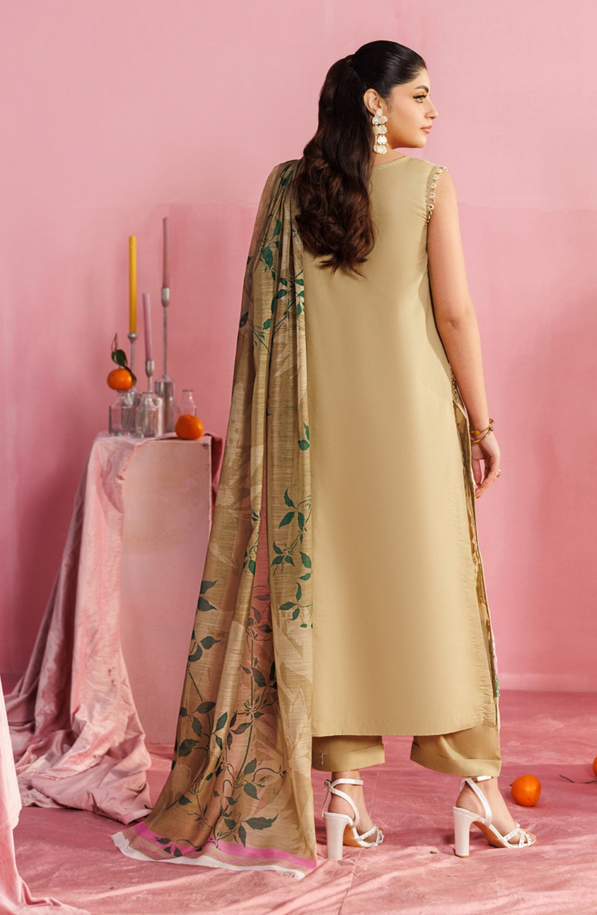 Shangrila by Parishay Embroidered Lawn Unstitched 3 Piece Suit - ANG-15 - PS26ANG - Fawn - Summer Collection
