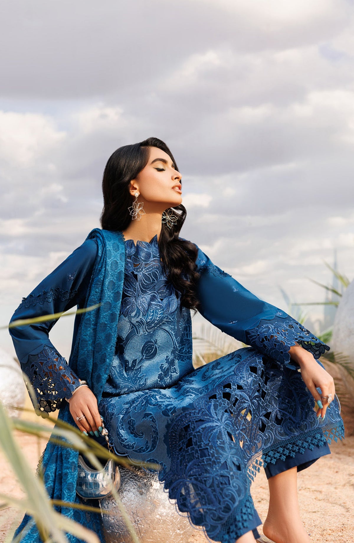 Shangrila by Parishay Embroidered Lawn Unstitched 3 Piece Suit - ANG-11 - PS26ANG - Blue - Summer Collection