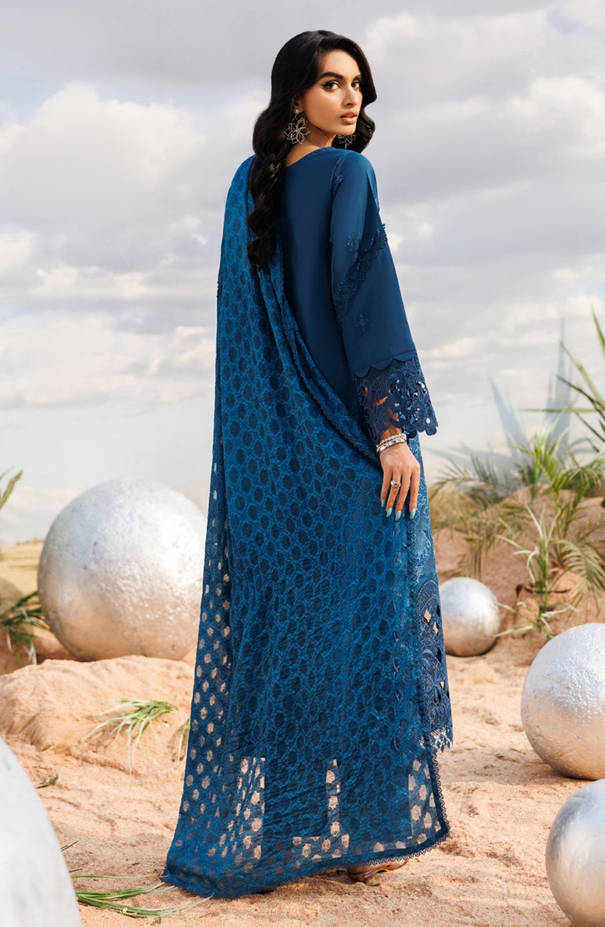 Shangrila by Parishay Embroidered Lawn Unstitched 3 Piece Suit - ANG-11 - PS26ANG - Blue - Summer Collection
