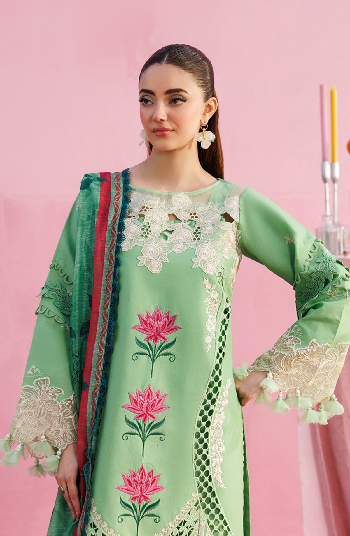 Shangrila by Parishay Embroidered Lawn Unstitched 3 Piece Suit - ANG-10 - PS26ANG - Green - Summer Collection
