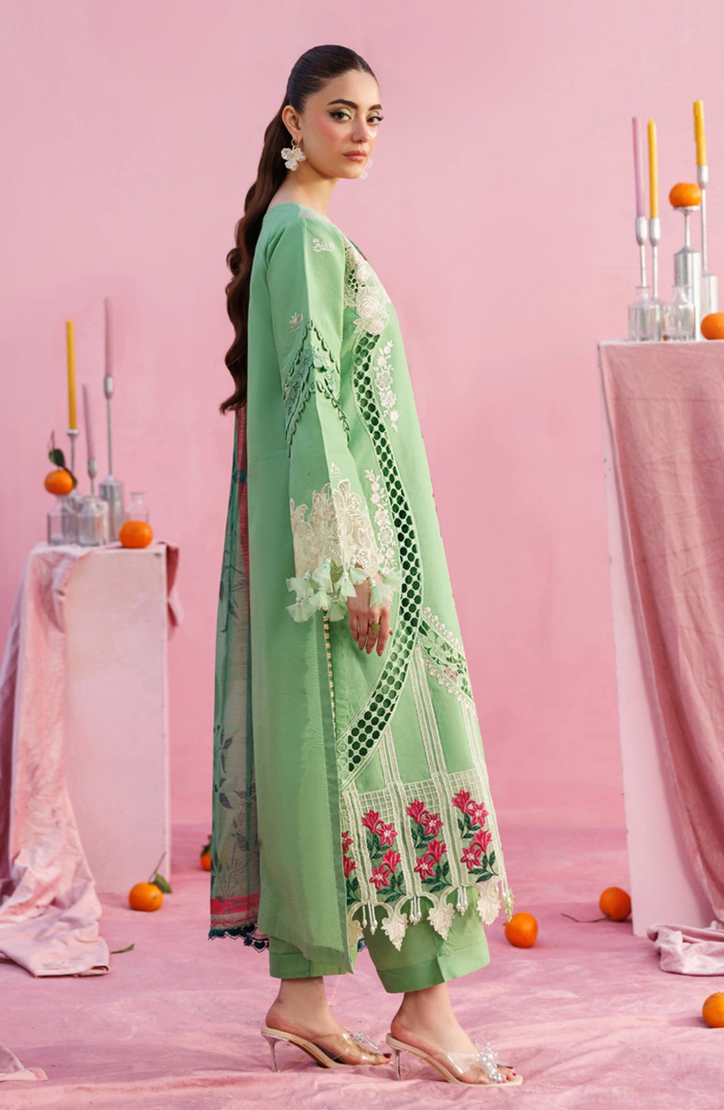 Shangrila by Parishay Embroidered Lawn Unstitched 3 Piece Suit - ANG-10 - PS26ANG - Green - Summer Collection