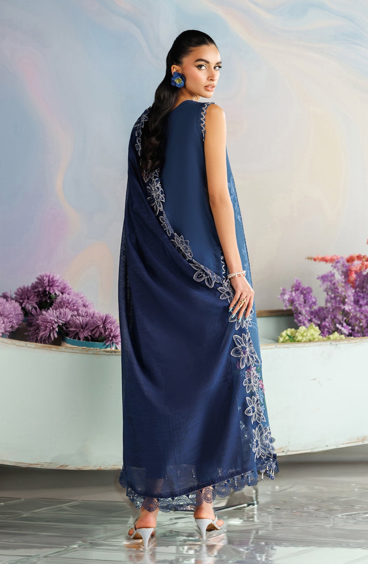 Shangrila by Parishay Embroidered Lawn Unstitched 3 Piece Suit - ANG-01 - PS26ANG - Blue - Summer Collection