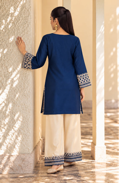 Shimmer by Amna Khadija Embroidered Shamooz Silk Stitched 2 Co-ord Set - AKSS-03 - AM26SMR - Blue - Casual Collection