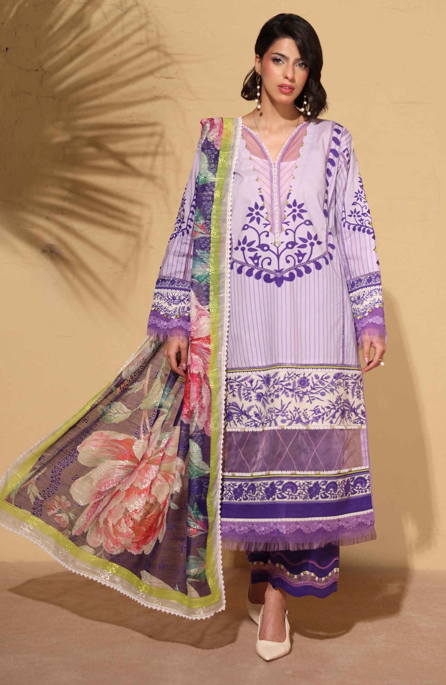 Signora Khoobsurat by NUR Embroidered Lawn Unstitched 3 Piece Suit - SN-357 - NUR26SG - Purple - Summer Collection