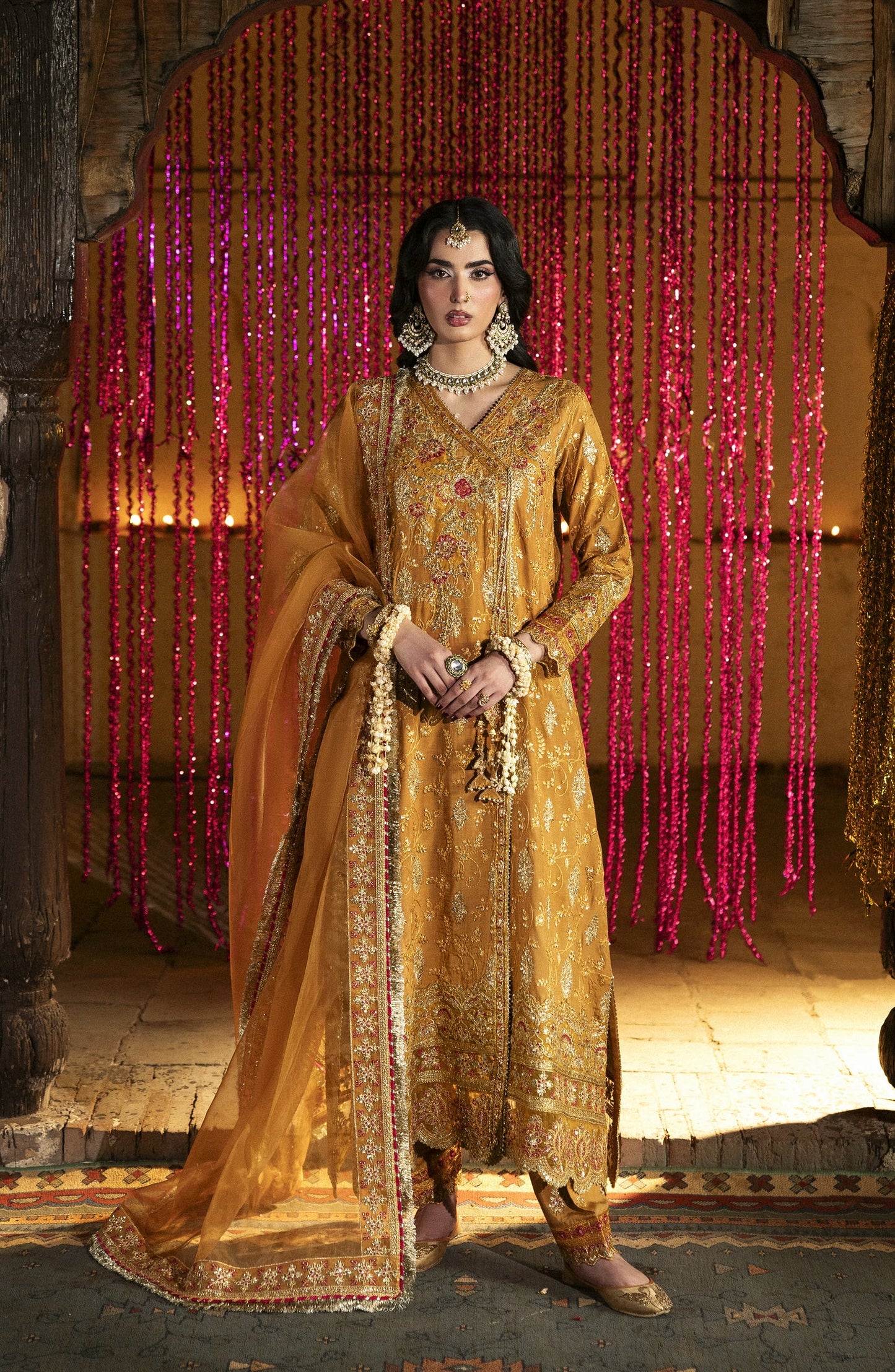 Singhar by Saad Shaikh X Meeral Luxury Embroidered Raw Silk Unstitched 3 Piece Suit - KAYA - SSH25SNG - Mustard - Festive Collection