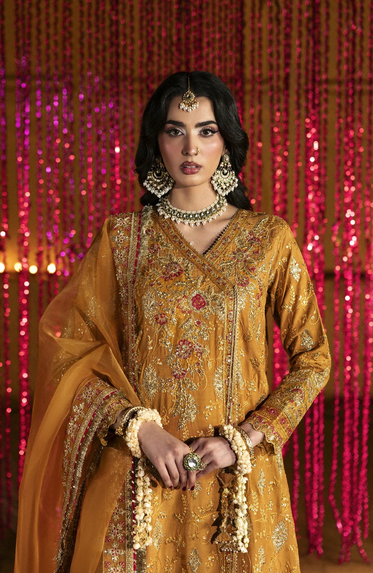 Singhar by Saad Shaikh X Meeral Luxury Embroidered Raw Silk Unstitched 3 Piece Suit - KAYA - SSH25SNG - Mustard - Festive Collection