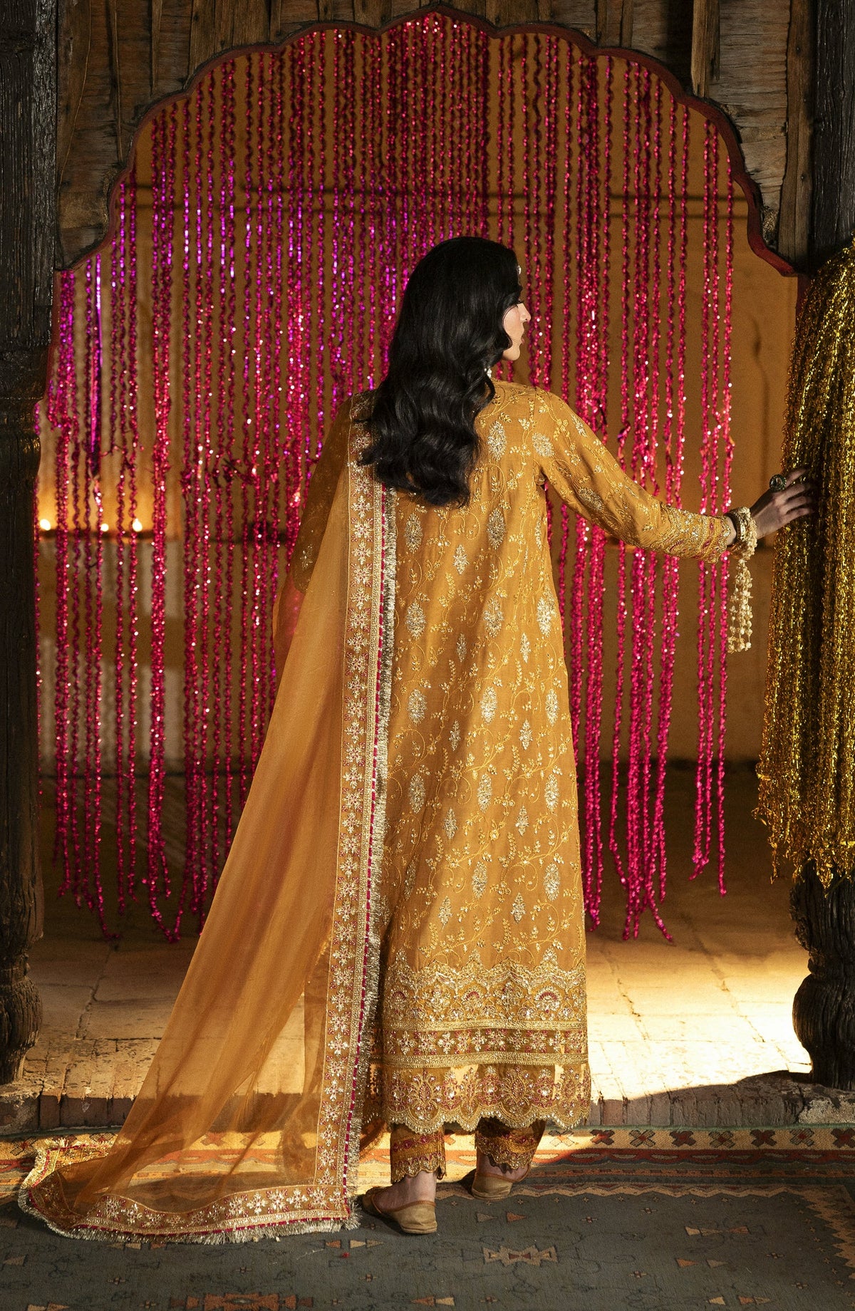 Singhar by Saad Shaikh X Meeral Luxury Embroidered Raw Silk Unstitched 3 Piece Suit - KAYA - SSH25SNG - Mustard - Festive Collection