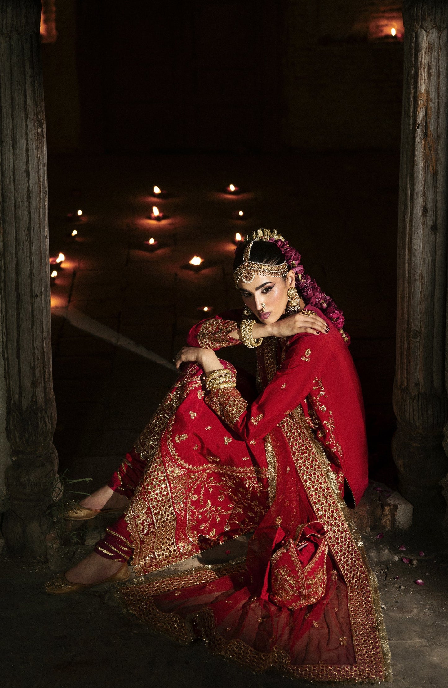 Singhar by Saad Shaikh X Meeral Luxury Embroidered Raw Silk Unstitched 3 Piece Suit - PASHMA - SSH25SNG - Red - Festive Collection