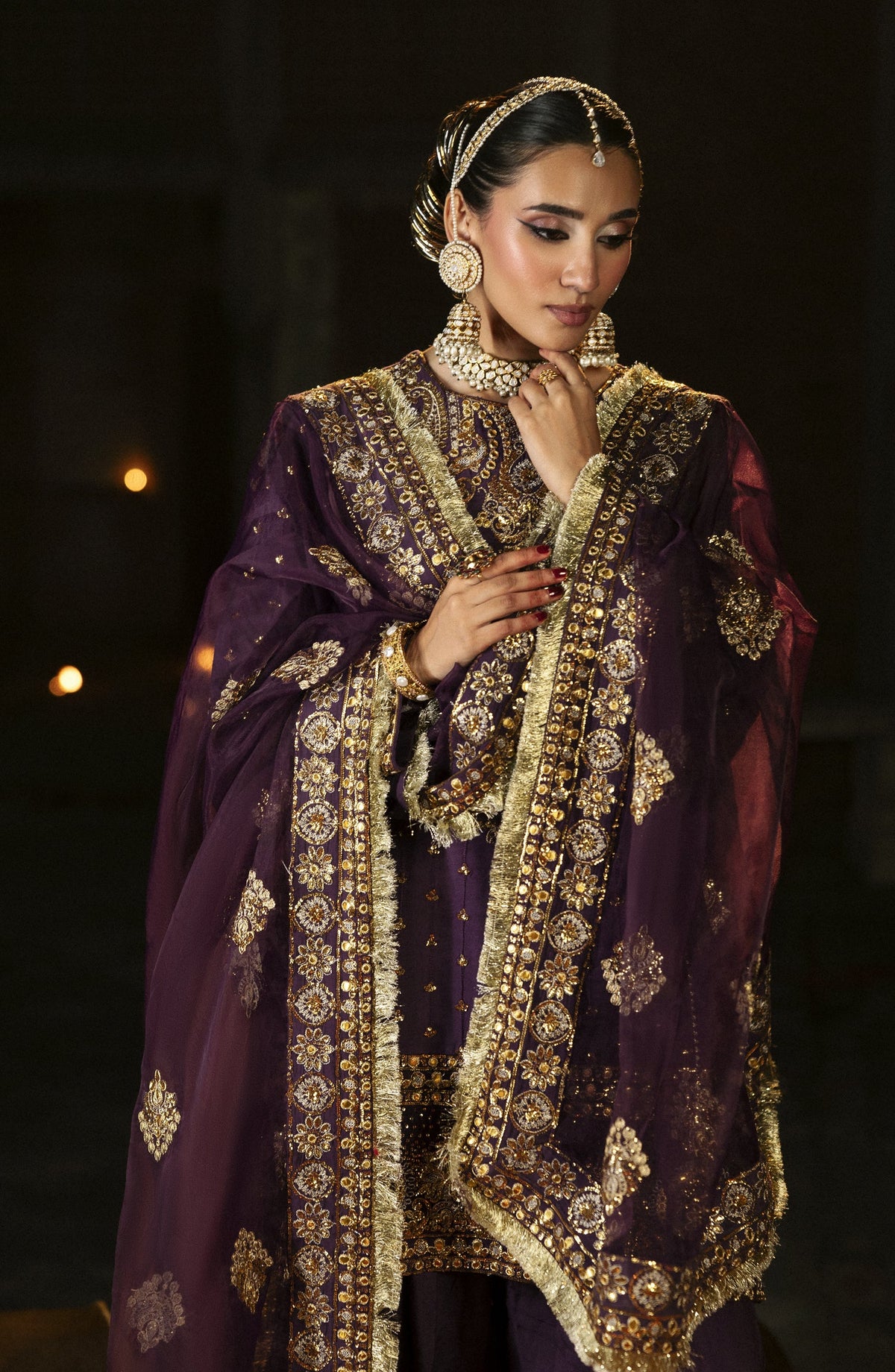 Singhar by Saad Shaikh X Meeral Luxury Embroidered Raw Silk Unstitched 3 Piece Suit - ARJUMAAND - SSH25SNG - Dark Purple - Festive Collection