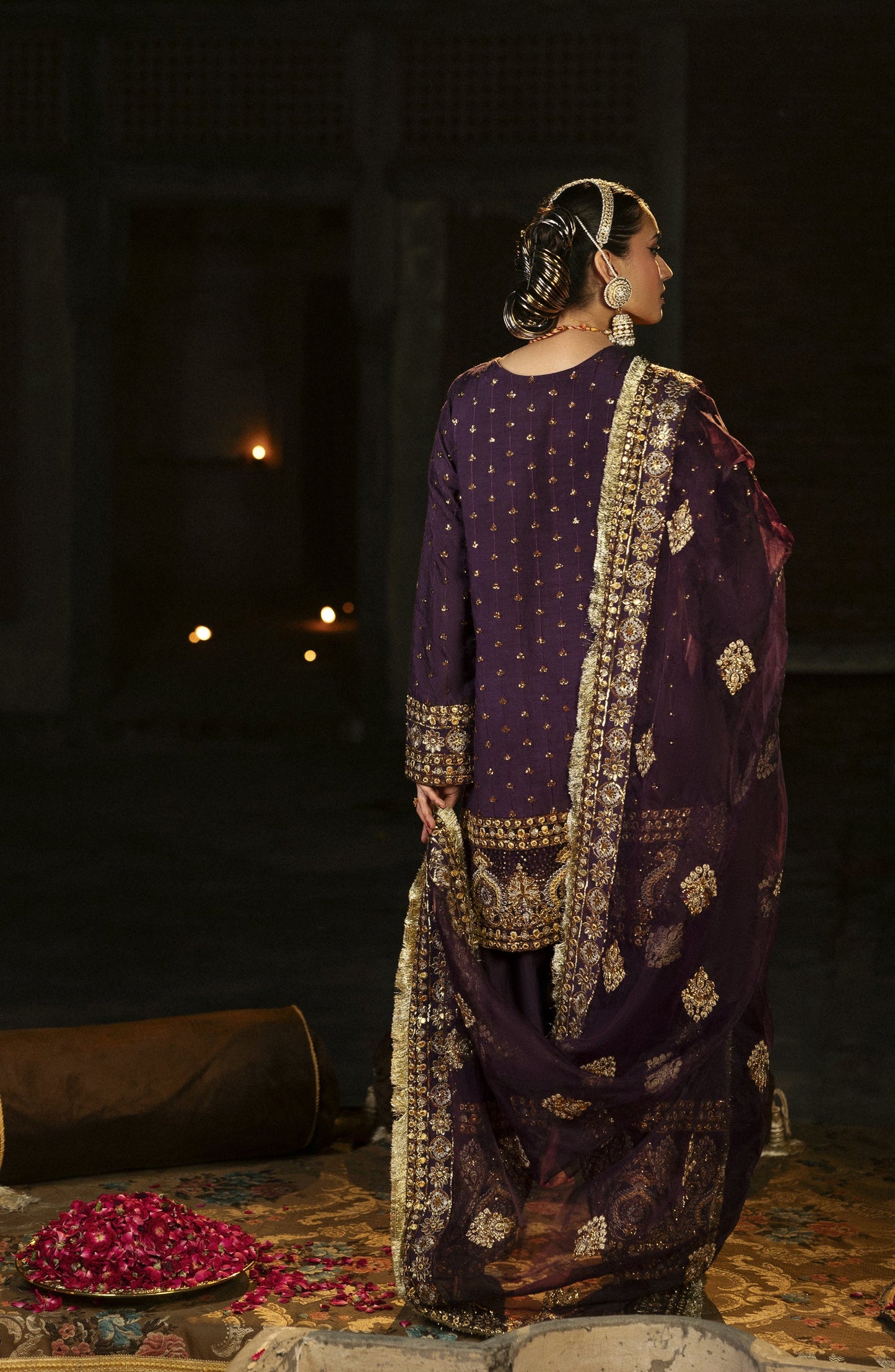 Singhar by Saad Shaikh X Meeral Luxury Embroidered Raw Silk Unstitched 3 Piece Suit - ARJUMAAND - SSH25SNG - Dark Purple - Festive Collection