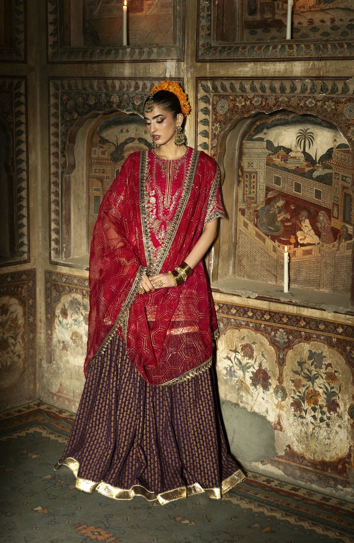 Singhar by Saad Shaikh X Meeral Luxury Embroidered Raw Silk Unstitched 3 Piece Suit - GULNAAR - SSH25SNG - Magenta - Festive Collection