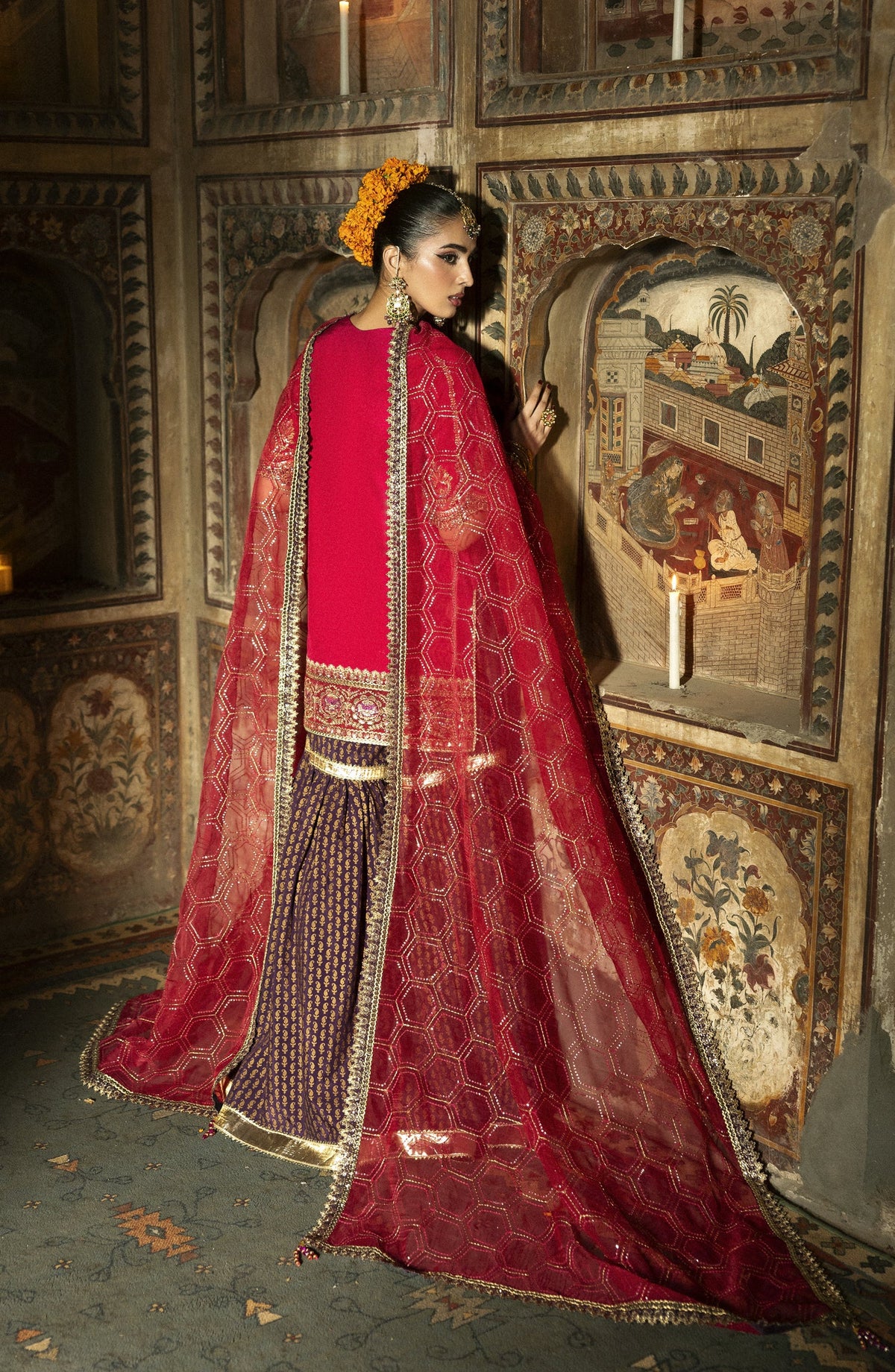 Singhar by Saad Shaikh X Meeral Luxury Embroidered Raw Silk Unstitched 3 Piece Suit - GULNAAR - SSH25SNG - Magenta - Festive Collection