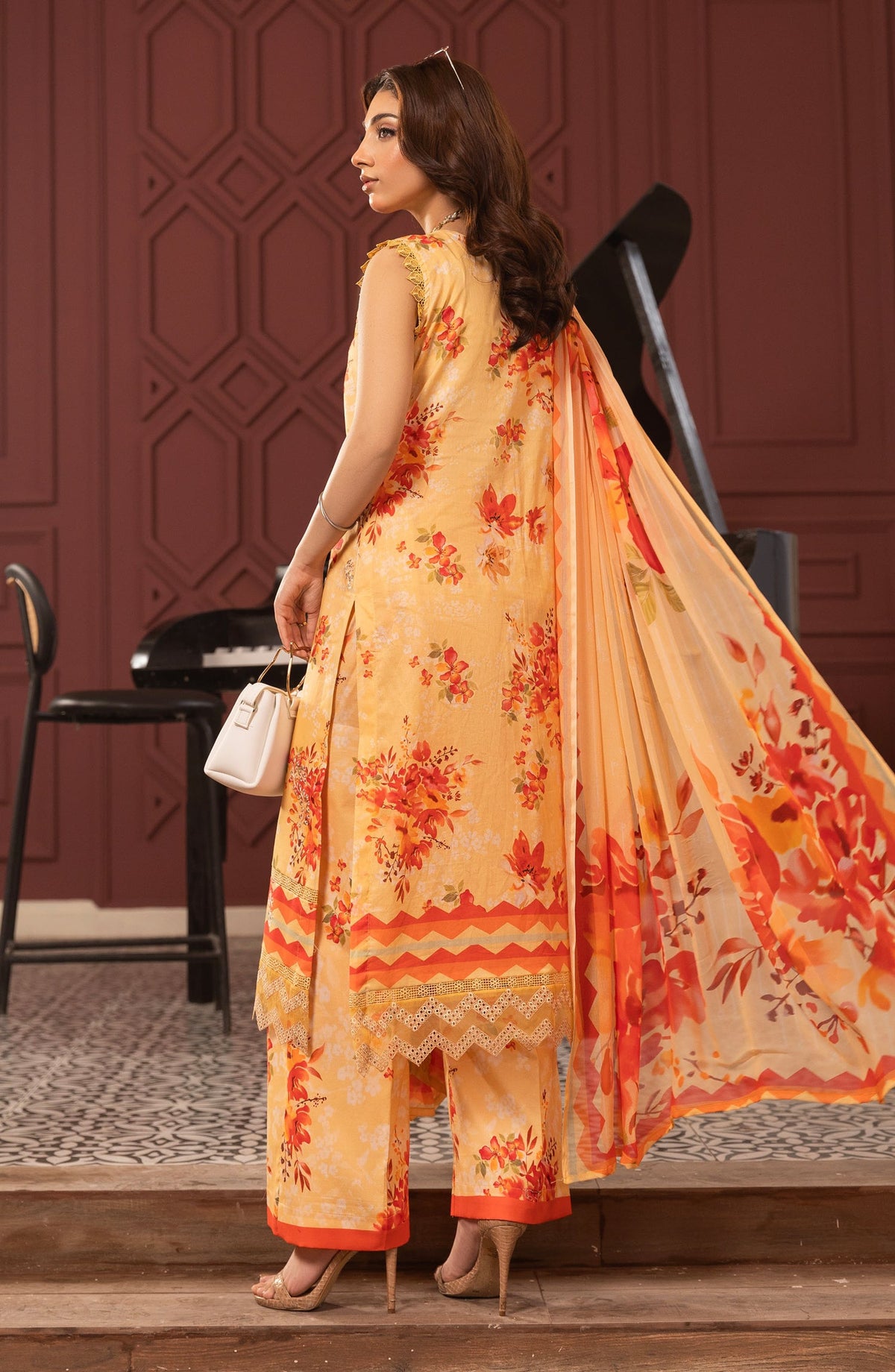 Siran by Sanam Saeed Embroidered Lawn Unstitched 3 Piece Suit - D-05 - SS26SRN - Yellow - Summer Collection