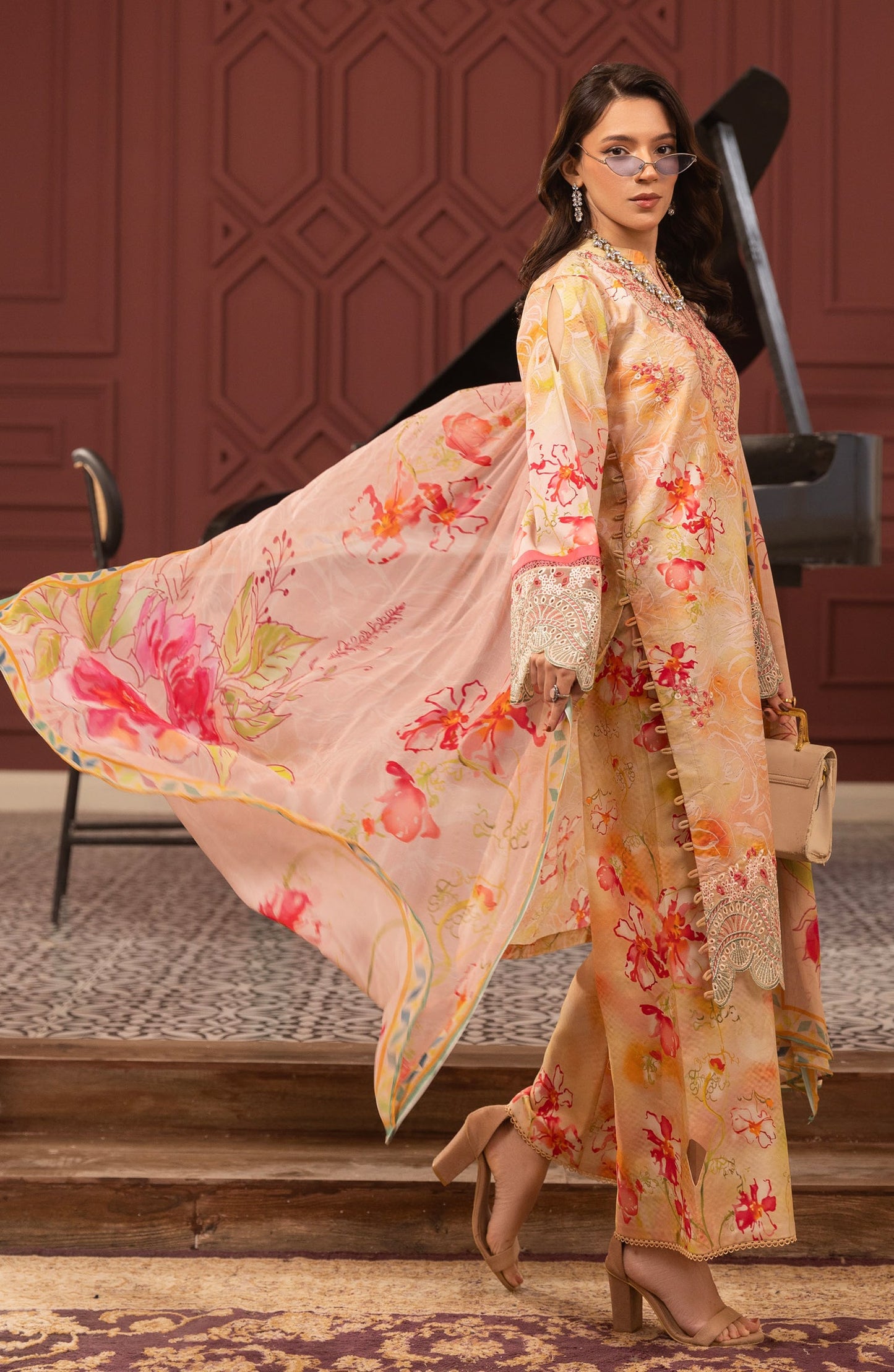 Siran by Sanam Saeed Embroidered Lawn Unstitched 3 Piece Suit - D-04 - SS26SRN - Yellow - Summer Collection
