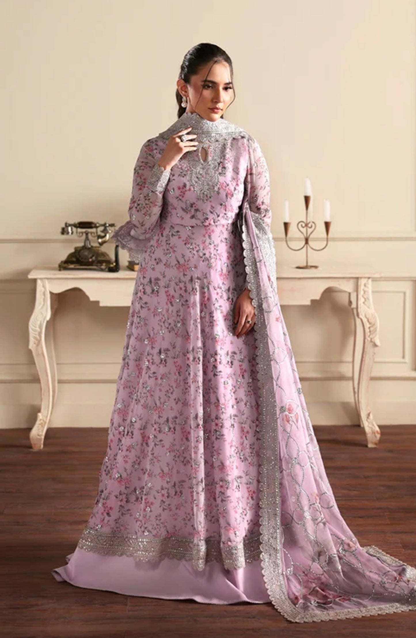 Siraya by Zarif Embroidered Chiffon Unstitched 3 Piece Suit - 09 Hinna - ZRF26SRY - Pink - Formal Collection