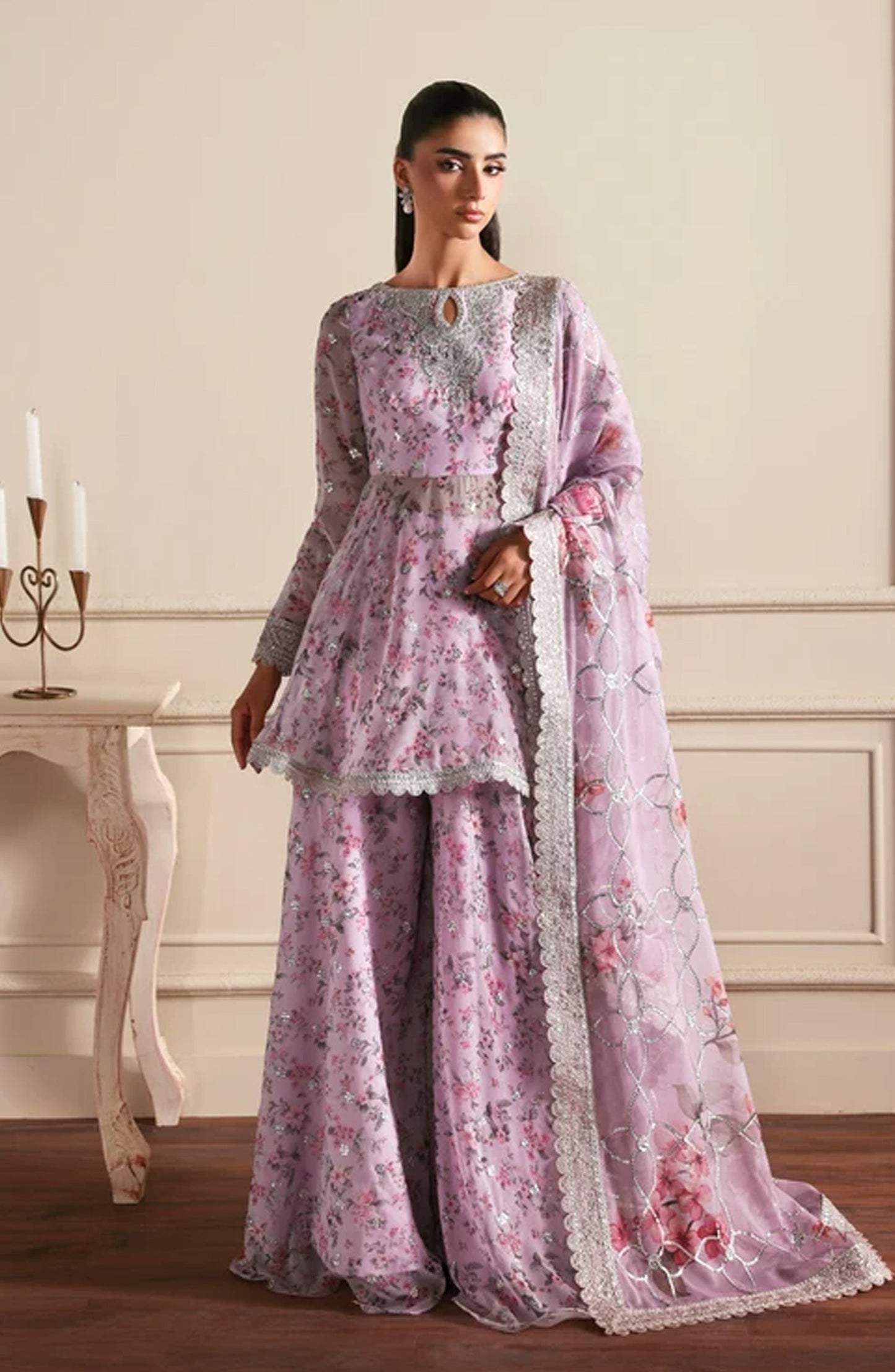 Siraya by Zarif Embroidered Chiffon Unstitched 3 Piece Suit - 09 Hinna - ZRF26SRY - Pink - Formal Collection