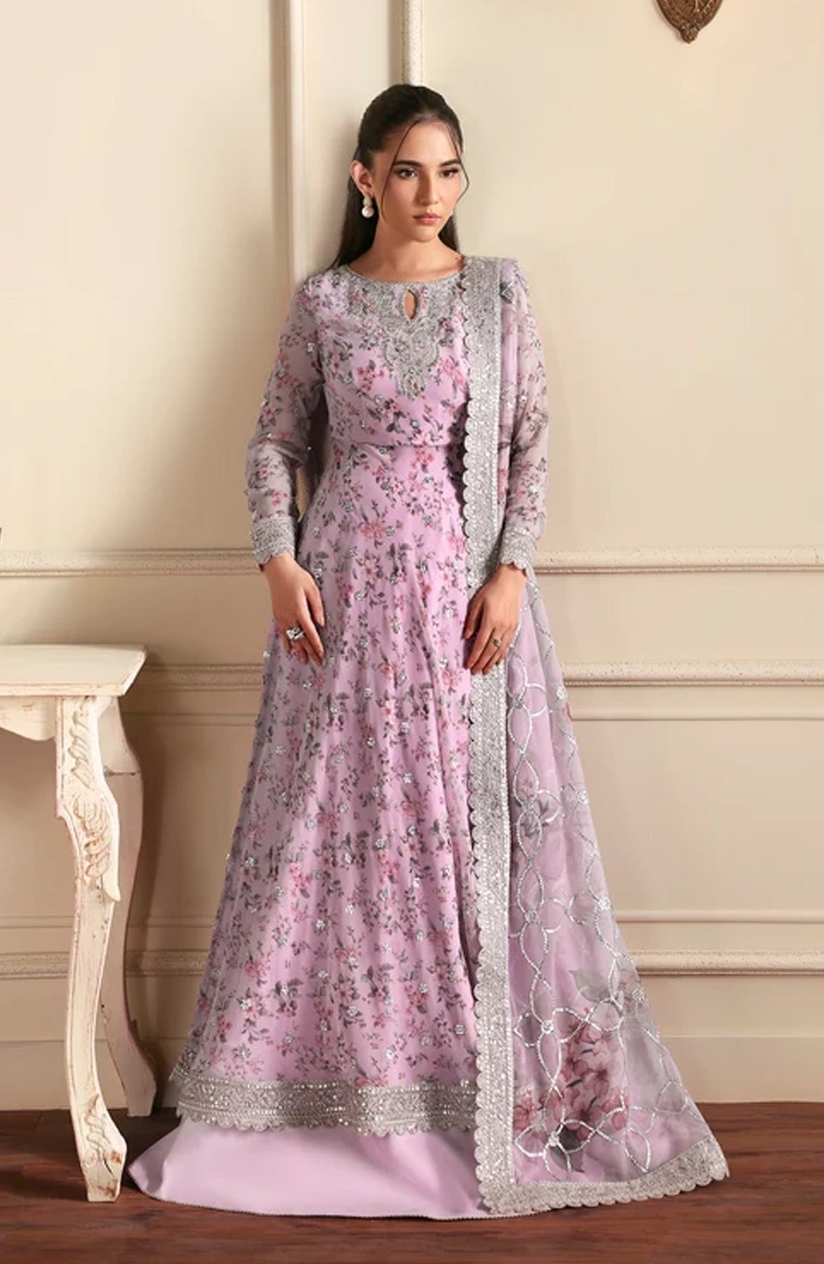 Siraya by Zarif Embroidered Chiffon Unstitched 3 Piece Suit - 09 Hinna - ZRF26SRY - Pink - Formal Collection